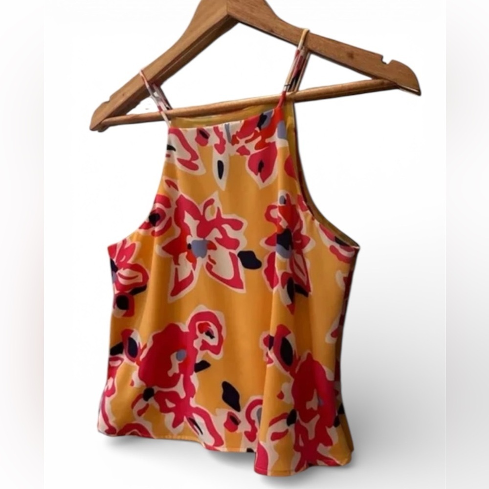 Crosby by Millie B Tank Top Yellow Floral Women's XS